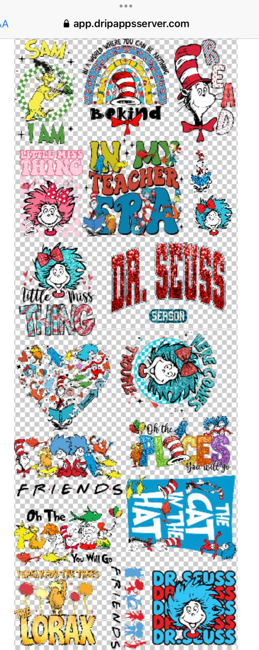 DR SEUS 22x60 gang sheet jammed with top selling easy to sell images.