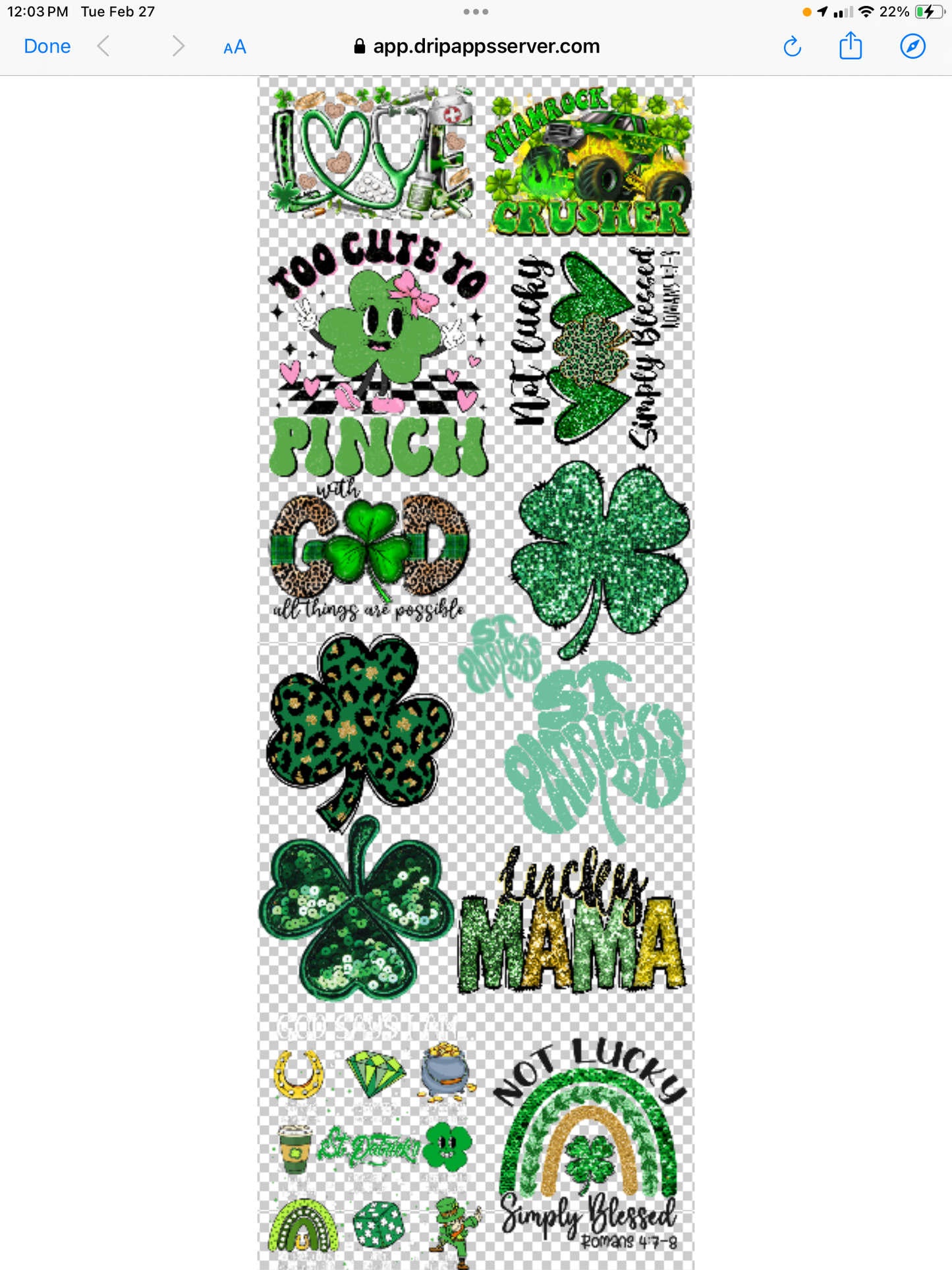 St Patrick’s day gang sheet